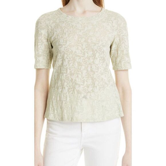 Rebecca Taylor jacquard texture T-shirt size XS sage color , NWT - Picture 1 of 10
